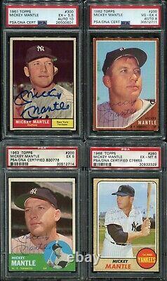 1952-1968 Mickey Mantle Topps & Bowman PSA DNA 10 Signed Auto Collection