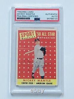 1958 TOPPS ALL STAR MICKEY MANTLE PSA DNA AUTO? Authentic HOF Autograph