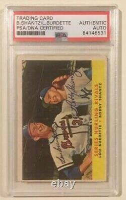 1958 Topps Signed Autographed LOU BURDETTE BOBBY SHANTZ Baseball Card PSA/DNA