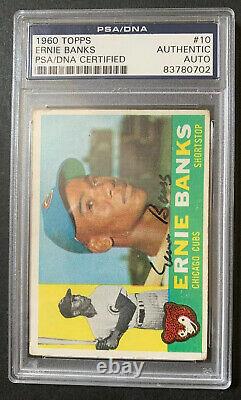 1960 Topps #10 Ernie Banks cubs Psa Dna AUTO Nice Mint Signed Original Card hof