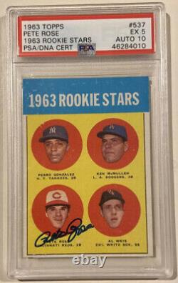 1963 Topps PETE ROSE Signed Autograph Rookie Baseball Card PSA/DNA 10 PSA 5 Reds