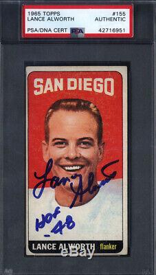 1965 Topps #155 Lance Alworth Signed Auto Autographed Chargers PSA/DNA 694009