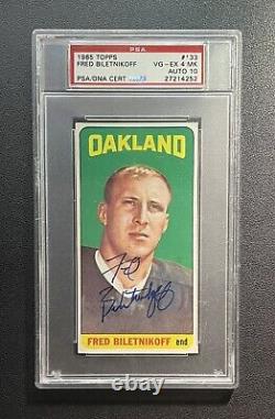 1965 Topps #165 Fred Biletnikoff RC Signed PSA/DNA 4 VGEX Auto Grade 10 Rookie