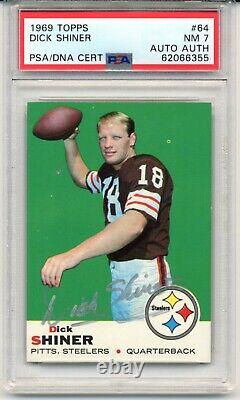 1969 Topps Football Dick Shiner Rookie Card RC #64 DNA CERT AUTOGRAPH AUTH PSA 7