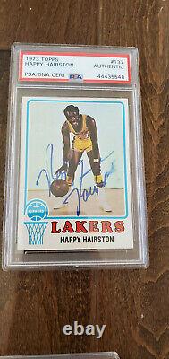 1973-74 Topps Signed Card Happy Hairston Lakers Royals Pistons Nyu # 137 Psa Dna