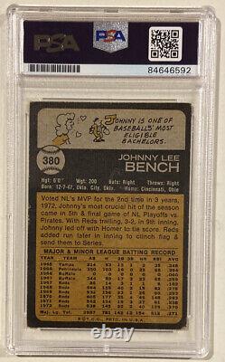 1973 Topps JOHNNY BENCH Signed Autographed Baseball Card #380 PSA/DNA Reds HOF