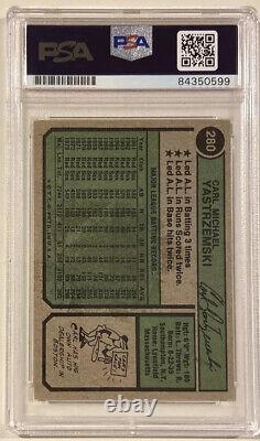1974 Topps CARL YASTRZEMSKI Signed Autographed Baseball Card PSA/DNA #280