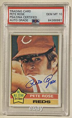 1976 Topps PETE ROSE Signed Baseball Card #240 PSA/DNA Auto Grade 10