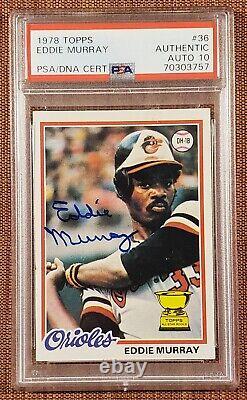 1978 Topps #36 Eddie Murray Autographed Orioles Rookie Baseball Card PSA/DNA 10