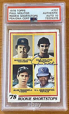 1978 Topps #707 SIGNED Paul Molitor Rookie Card PSA /DNA Mint 10 AUTO BREWERS