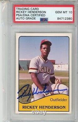 1979 Rickey Henderson Autograph Card PSA/DNA Certified PSA 10 Rookie Card