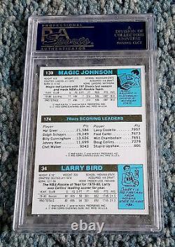 1980 Topps Larry Bird Magic Johnson RC Rookie Reprint 3x Signed PSA/DNA 10 AUTO