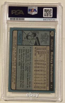 1980 Topps RICKEY HENDERSON Signed Autographed Baseball Rookie Card #482 PSA/DNA