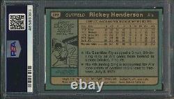 1980 Topps Rickey Henderson HOF RC Auto/ Signed withHOF Inscription COA PSA/DNA