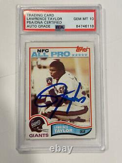 1982 Topps Lawrence Taylor Signed Rookie #434 RC PSA/DNA 10 AUTO HOF Giants