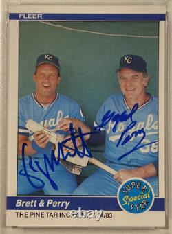 1984 Fleer GEORGE BRETT GAYLORD PERRY Signed Autographed Baseball Card PSA/DNA