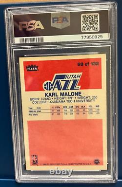1986 Fleer Karl Malone #68 Autographed PSA/DNA CERT Auto 7 RC Rookie Utah Jazz