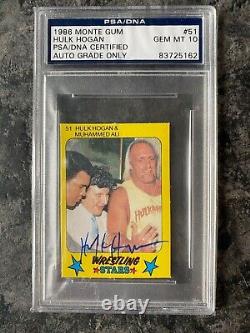 1986 Monte Gum Hulk Hogan Muhammed Ali #51 Autograph PSA/DNA Certified Gem Mint