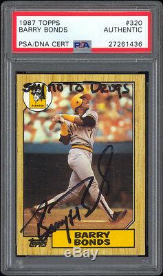 1987 Topps #320 Barry Bonds RC PSA/DNA Autographed Say No To Drugs Inscription