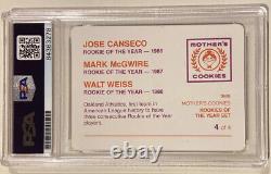 1989 Mother's Cookies MARK MCGWIRE JOSE CANSECO WEI Signed Baseball Card PSA/DNA
