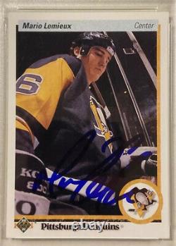 1990-91 Upper Deck MARIO LEMIEUX Signed Hockey Card #144 PSA/DNA Auto Grade 10