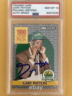 1990 NBA Hoops Basketball Gary Payton #391 PSA 10 Autographed PSA/DNA RC