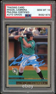 2000 Topps Traded Miguel Cabrera RC Blue Ink On Card PSA/DNA Auto GEM MINT 10