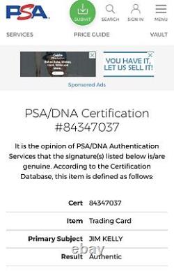2001 Proline JIM KELLY #1 Autographed Auto PSA/DNA Slabbed Card #1