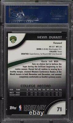 2007 Topps Finest Basketball Kevin Durant Rookie Auto #71 RC PSA/DNA Authentic