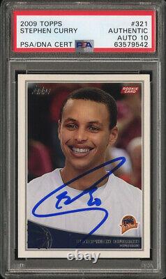 2009 Topps Stephen Curry ROOKIE RC #321 Autographed Steph Card PSA DNA 10 AUTO