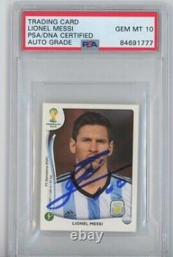 2014 World Cup Sticker Signed Lionel Messi #430 Argentina PSA/DNA Gem Mint 10