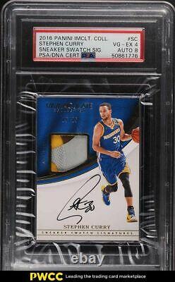 2016 Immaculate Collection Sneaker Stephen Curry PATCH PSA/DNA 8 AUTO /25 PSA 4