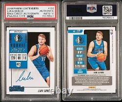 2018 Panini Contenders 112 Luka Doncic Rookie Ticket Auto Ball Chest PSA DNA 10
