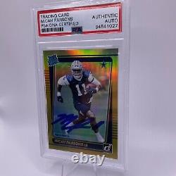 2021 Panini Donruss Gold Rated Rookie Micah Parsons Signed Auto Rc Card Psa/dna