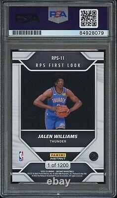 2022 Panini Instant First Look #11 Jalen Williams Auto /1200 PSA/DNA Authentic