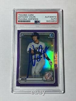 Anthony Volpe Signed 2020 1st Bowman Chrome /250 Refractor PSA/DNA Slab Auto