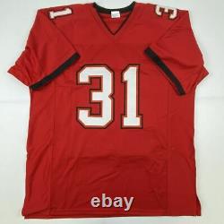Autographed/Signed ANTIONE WINFIELD JR Tampa Bay Red Football Jersey PSA/DNA COA