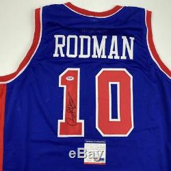 Autographed/Signed DENNIS RODMAN Detroit Blue Basketball Jersey PSA/DNA COA Auto