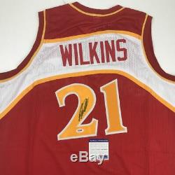Autographed/Signed DOMINIQUE WILKINS Atlanta Red Basketball Jersey PSA/DNA COA