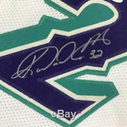 Autographed/Signed KARL MALONE Utah White Basketball Jersey PSA/DNA COA Auto