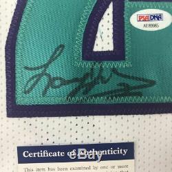 Autographed/Signed LARRY JOHNSON Charlotte White Basketball Jersey PSA/DNA COA