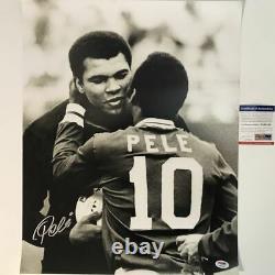 Autographed/Signed PELE Brazil Soccer 16x20 Photo with Muhammad Ali PSA/DNA COA
