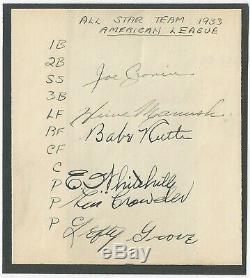 BABE RUTH PSA/DNA CERTIFIED AUTHENTIC SIGNED 1930's ALL-STARS AUTOGRAPH PAGE