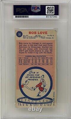 BOB LOVE Signed 1969 TOPPS Chicago BULLS NBA Rookie Basketball CARD #78 PSA/DNA