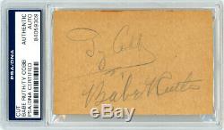 Babe Ruth & Ty Cobb Autographed Signed 2.5x4 Cut Signature PSA/DNA #84059309