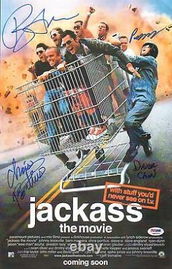 Bam Margera Chris Pontius +2 Cast Signed 11x17 Jackass Movie Poster PSA/DNA COA