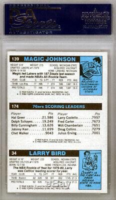 Bird, Dr. J & Magic Johnson Autographed 1980 Topps Rookie Card PSA/DNA 123832