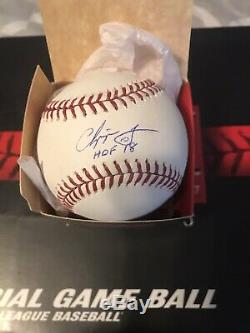 Chipper Jones Autographed Baseball HOF 18 Inscription PSA/DNA