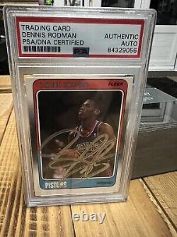 Dennis Rodman 1988 Fleer #43 Rookie Card RC Autograph PSA / DNA Slabbed Signed