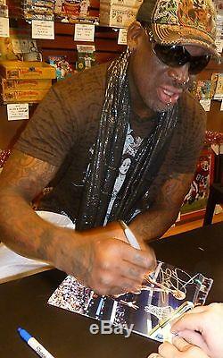 Dennis Rodman Signed Bulls 8x10 Photo PSA/DNA COA Auto Picture with Michael Jordan
